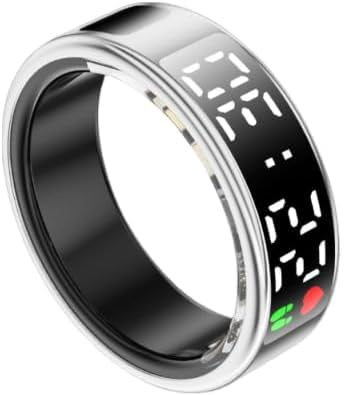 Smart Ring Gesundheits-Tracker, IP68 Wasserbeständige Schlaf-Tracking, Tragbare Gesundheitsringe mit Display, Gesundheits-Fitness-Tracker-Ringe für Damen und Herren (#12)