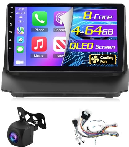 NHOPEEW 8 Core 4+64G 9 Zoll Android Radio für Ford Fiesta 2009-2017 - Wireless CarPlay & Android Auto GPS 3D Auto Modell Showcase SWC FM RDS DSP Split Screen + Rückfahrkamera