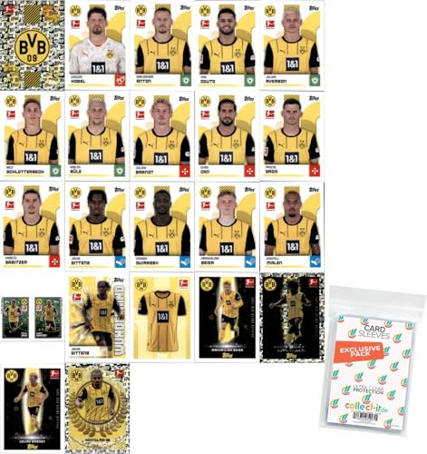 Bundle mit Topps Bundesliga Sammelsticker - 2024/2025 - Mannschaftspaket - Borussia Dortmund + exklusive collect-it Hüllen