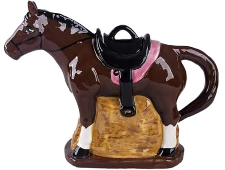 Exquisite Handbemalte Tiermotiv-Teekanne: Genuss in Stil (Pferd)