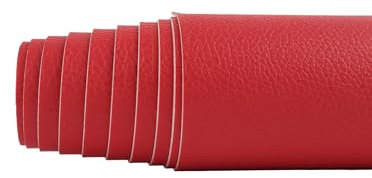 Surriba Kit de réparation en cuir synthétique autocollant pour siège en cuir, moto, banc, voiture, chaise de jeu, 50 x 120 cm - Rouge foncé