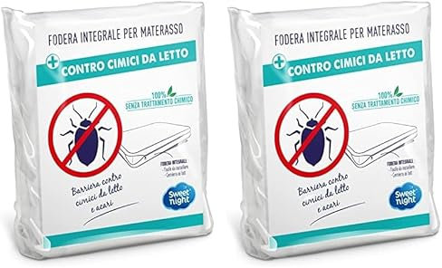 Sweet Night Fodera integrale per materasso singolo 90x200 cm | Anti cimice e antiacaro | Silenzioso | Chiusura a cerniera | Senza trattamento chimico | Spessore fino a 25 cm (Confezione da 2)