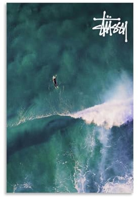 TEWRGEU Surfer-Poster, Wandkunst, Leinwand, ästhetisches Cover, Poster, Vintage-Malerei für Zimmer, 30 x 45 cm, ungerahmter Stil