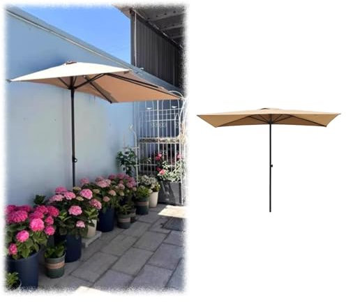 SMELEDFCFK Parasol De Balcon 200cm Parasol Demi Parasol Hauteur Réglable, Parasol Rectangulaire Petit Parasol De Marché, Parasol Mural pour Protection Solaire, Kaki