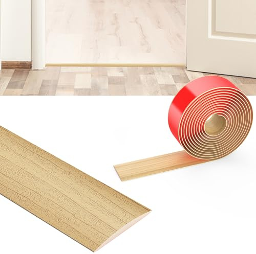 Flintronic 3M Laminate Flooring Threshold Transition Strip 4CM PVC Floor Divider, Self Adhesive Threshold Strips for Joining Floor Gaps