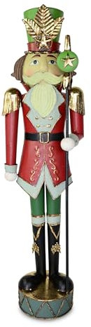 Riffelmacher Deko-Nussknacker | 2 m groß | 56 x 39 x 202 cm | Metall | Rot Grün Gold | XXL Weihnachtsfigur für Innenräume & Events | 18389