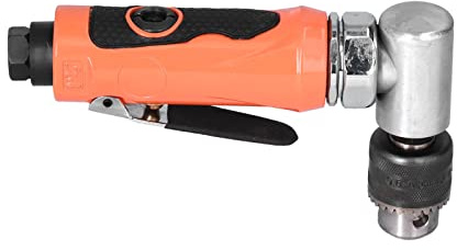 Akozon Pneumatic Drill Right, Air Angular Drilling Machine 90° 1 4in Angle Elbow Body Handle Right-Angle Drills 6mm Head Manual Tool KP‑555LJapanese Style with Wrench and Nozzle KP‑555L (#1)