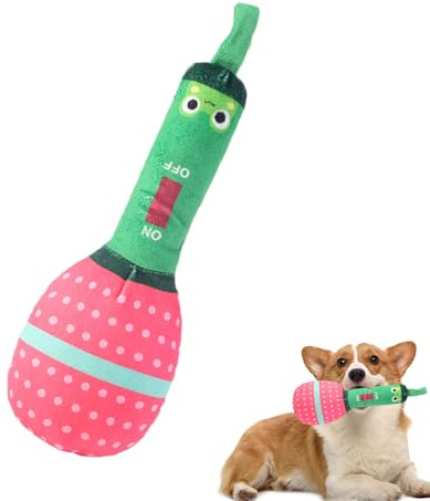 Generico Dog Chewing Toy, Microphone-Shaped Plush Toy with Sounds and Soft Teeth for Cleaning Teeth, Relaxing Play, Bite, Puppy