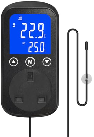KETOTEK KT2100 PID Temperature Controller Heating Dimming Socket Thermostat for Terrarium Reptile Vivarium Aquarium Greenhouse Heat Lamp Mat 2A 460W Waterproof