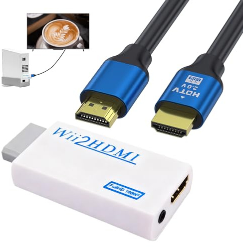 MERQUU Adaptateur Wii HDMI, Wii HDMI Adapter, Adaptateur HD MI W II, W ii2HD MI, Adap tateur Plug & Play pour téléviseurs, projecteurs et moniteurs, qualité HDM I Wi i Parfaite, Résolution 1080/720