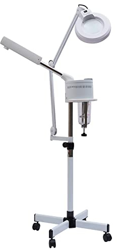 Gesichtsdampfer, 2 in 1 Facial Steamer Gesichtsdampfgerät mit 5 Fache LED Lupenleuchte, Beweglich und Einstellbar, Dichtes Vernebeln, Facial Verdampfer
