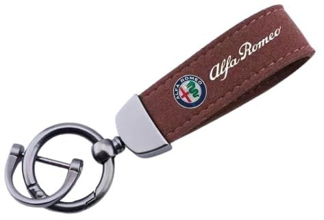 WENINETIES Auto Schlüsselanhänger für Alfa Romeo Junior 2024 2025, Auto Lanyard Schlüsselband D Ring Schlüsselring Ersetzen Zubehör für Auto,Brown