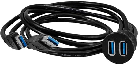 Dual USB-3.0-einbaukabel Kompatibel mit Usb2.0, 2 Ports | Kupfer und Pvc, zur Montage Am Panel, für Motorrad und Lkw, Schwarz, Zuverlässige Nutzung