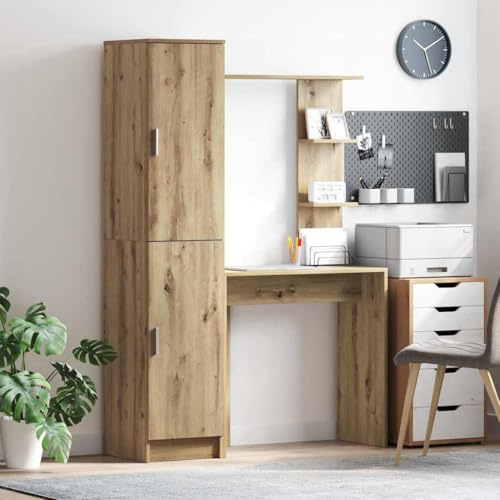 Frdhee Meuble d Entree,Bureau avec Rangement avec étagère 2 pcs chêne Artisanal,Console Meuble pour Salon, Salle à Manger, Entrée