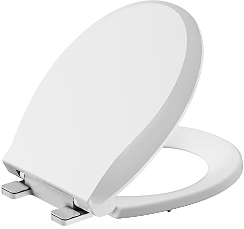 Round Toilet Seat Slow Close, Easy to Install & Clean, Soft Close Toilet Seat, Detachable Seat for Longtime Usage, White