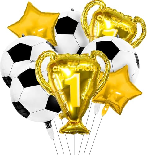 Lukinuo Fussball Luftballon 8 Stück Trophäe Folienballon 22 Zoll 4D Fußball Pokal Folienballons Trophäenballon Fussball Champion Balloon für Spieltag Sport Thema Geburtstag Party
