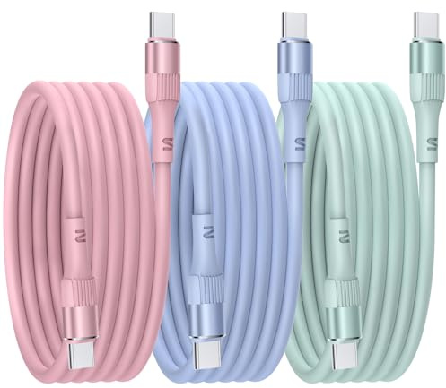 Nebite USB C Charger Cable 60W 10FT, 3 PACK USB C to USB C Charger Cable PD 3.0 Type C Charger Fast Charging Compatible with iPhone 16/16 Pro/15/15 Pro/15 Pro Max, iPad Pro/Air/Mini, MacBook & More