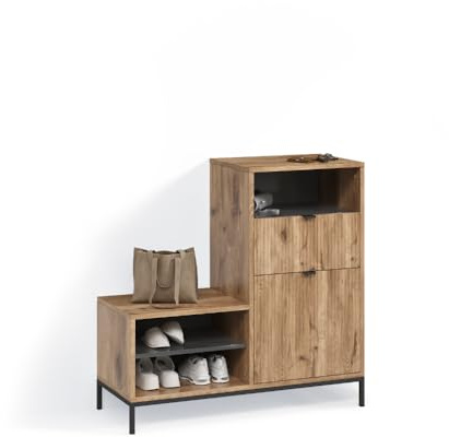 Livinity Schuhschrank Aterno, Viking Oak, 100 x 98.5 cm mit Tür und Schublade