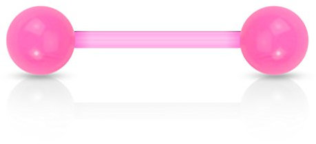 viva-adorno Barbell Piercing Stab Zungenpiercing Kunststoff Acryl Kugeln flexibel Brustpiercing Z312, Pink