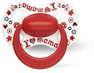 bibi® Natur-Silikon-Schnuller I love Mama 0-6 Monate mit Ring