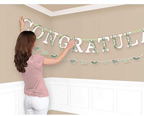 amscan 120396 Congratulations Wimpelgirlande, 2 Stück, Jumbo-Banner mit Buchstaben und Blättern