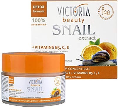 Victoria Beauty Schneckencreme mit Vitamin C, Schneckenschleim Creme, Anti Aging Gesichtscreme, Augencreme, Gesichtspflege gegen Falten und Augenringe, Snail Cream, 50ml
