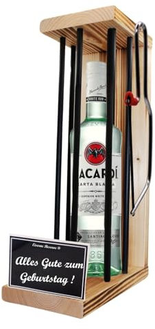 Geschenk Geburtstag - Bacardi Rum Eiserne Reserve Black Edition Bacardi Carta Blanca Rum (1 x 0.7 l) incl. Säge -s- Alles Gute zum Geburtstag