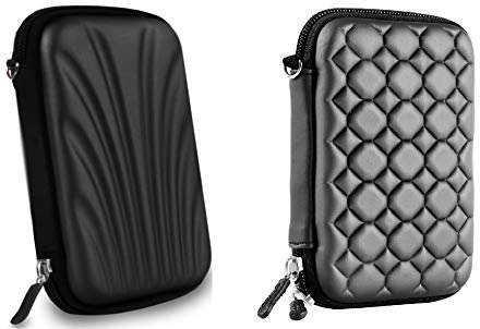 AlexVyan 2 Pcs Combo Black Special Shock Proof 2.5 Inch Laptop External Hard Disk Case Protector for Sony Transcend ADATA HP Seagate WD Toshiba Cover HDD Case Casing Carry Bag Pouch Sleeve Enclosure