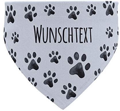 printplanet® - Hundehalstuch mit Name oder Text - Halstuch für Hunde - Layout Pfotenmuster - Größe L