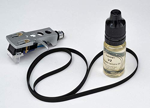 Silver Finish Headshell, Cartridge, Stylus, Drive Belt, Lubricant Refurb Bundle for Technics SL-19, Turntable, Vinyl player, -27