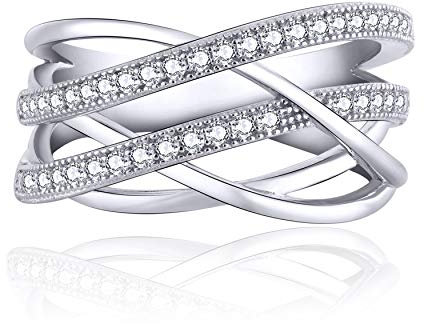 JO WISDOM Damen ring breit silber 925 mit 3A Zirkonia swarovski,Schmuck für Frauen
