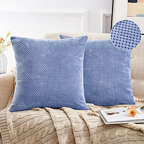 Deconovo Pack of 2 Lilac Cushion Covers 50cm x 50cm 20x20 Inch, Soft Dotted Corduroy Fabric Throw Pillow Covers for Living Room Sofa with Invisible Zipper