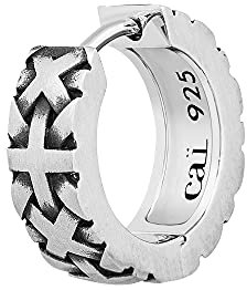 cai Herren Single-Ohrring 925/- Sterling Silber 1,4cm Matt Silbergrau 132210557