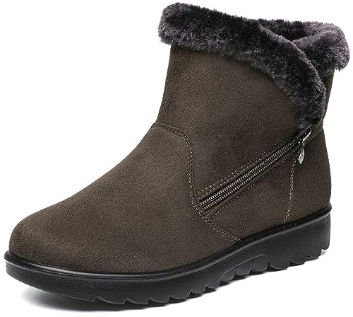 Vunavueya Stivali Donna Invernali Scarpe Stivaletti da Neve con Imbottitura Calda Stivali alla Caviglia Caldi Boots Scarpe Verde 39.5 EU/255CN
