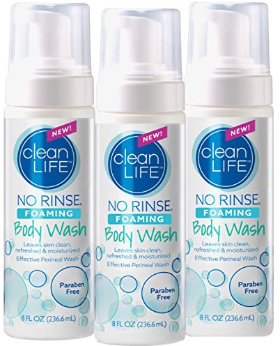 No-Rinse Foaming Body Wash - Waterless Foam Cleanser for Elderly, Adults, Kids, Infants & Caregiver - Rinse Free for Sensitive Skin - Travel Size- Refreshed & Moisturized Skin - 8 fl oz (Pack of 3)
