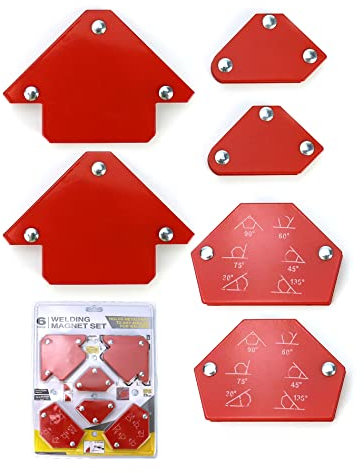 QWORK® 6 Stück Schweismagneten, Schweißer Magnet Schweißwinkel Magnetisch 30°/45°/60°/75°/90°/105°/120°/135 °, Haftkraft 6,8kg/15lbs - 11,3kg/25lbs