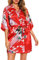 Vlazom Kimono Japonais Femme Mariage Satin Court Peignoir Bride Paon kimono Mariage Peignoir Bridesmaid Chemise de Nuit,XXL,Rouge
