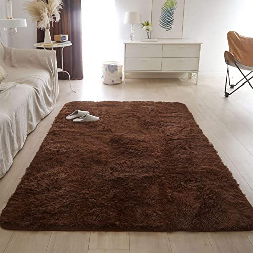 CHBIN Hochflor 60x200cm Teppich Wohnzimmer Modern Wohnzimmer Teppich Area Rug Faux Lammfell Flauschig für Wohnzimmer Kinderzimmer Schlafzimmer Flur Läufer, Dunkelbeige