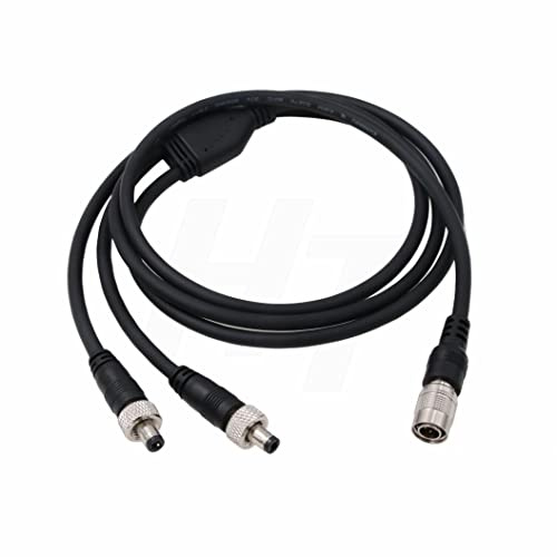 HangTon Netzkabel Hirose 4-poliger Stecker auf 2 x Verriegelung DC Barrel für Sony Kamera Zaxcom QRX100 Lectrosonic SRc Receiver Atomos Ninja V Monitor 1m