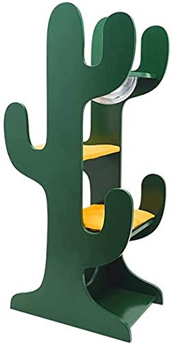 BAMBW Cat Climbing Frame, Space Capsule, Multi-Layer Solid Wood Cat House, Cactus Shape, 120X55x45/150X75x45cm(Size:S)