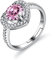 Bellitia Jewelry Damen Verstellbarer Ring Herz aus 925 Sterling Silber für Frauen Mädchen, Ring Damen Herz Symbol Verlobung mit 1ct Rosa Turmalin