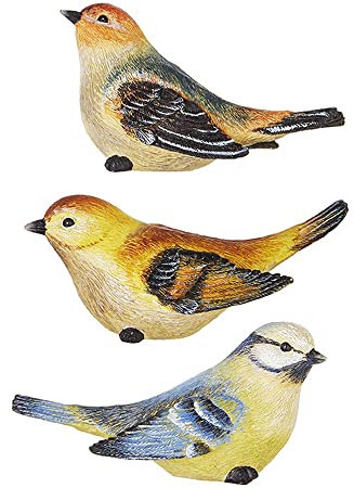 The Bridge Collection Bunte Vogelfiguren aus Kunstharz, 3 Stück, sortiert