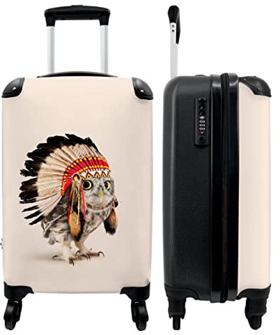 NoBoringSuitcases.com® Koffer Kinder Reisetasche mit Rollen Cabin Bag Handgepäck Geschenke - Eule - Vogel - Trolley - 55x35x20cm