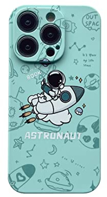 Yonds Queen for iPhone 11 Clear Cute Case, Cool Cartoon Astronaut Space Planet Moon Design Stylish TPU Bumper Shockproof Anti-Slip Protector Fashion Creative Case (Green Rocket, iPhone 11)