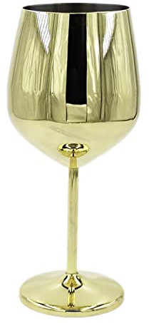 wisefood Copa de vino de acero inoxidable dorado, copa de vino tinto, 500 ml, acero inoxidable, irrompible, copa de vino dorado, copa de champán, vaso de cóctel, vaso (1 unidad)