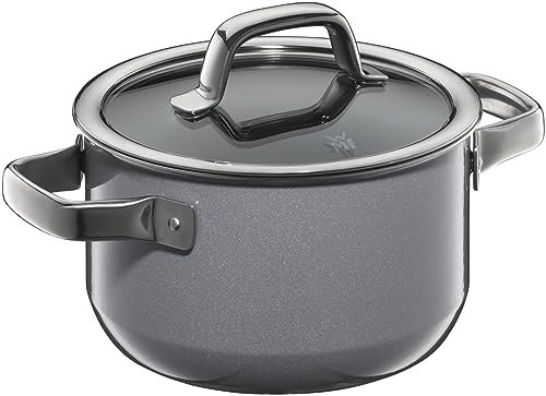 WMF Fusiontec Mineral Kochtopf klein 16 cm, Glasdeckel, Fleischtopf Induktion 1,3l, High-Tech Keramik, backofenfest, kratzfest, Made in Germany, spülmaschinengeeignet, Platinum