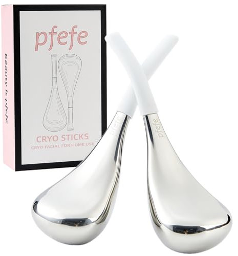 pfefe Cryo Sticks Gesichtshautpflege Eiskugeln für Frauen Gesicht Augen Edelstahl Gesicht Schönheit Werkzeuge für Mädchen Damen, Kosmetikerbedarf Kühlung Spa Globes mit Aufbewahrungsbox