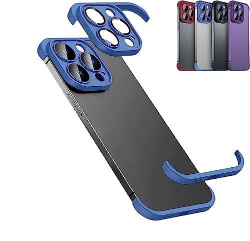 Lcmei Edgeless Square Shockproof Case for iPhone 14 13 Pro Max with Camera Lens Protector, Luxury Corner Pad, Soft Silicone Edge Protection, Thin Lightweight Case, Bumper Cover Blue