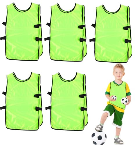 Agatige 5 Stück Pinnies Scrimmage Westen Team-Übungstrikot Kind Jugend Teenager Kinder Scrimmage Weste Fußball Pinnies Jugend Team Übungswesten Sport-Lätzchen(GRÜN)