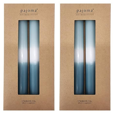 Stabkerzen 8 Stück - Blau-Weiß-Dunkelblau | Höhe 21 cm ø 2.1 cm - Brenndauer 5 Stunden | 3 farbige Spitzenkerzen - Premium Qualität | pajoma®